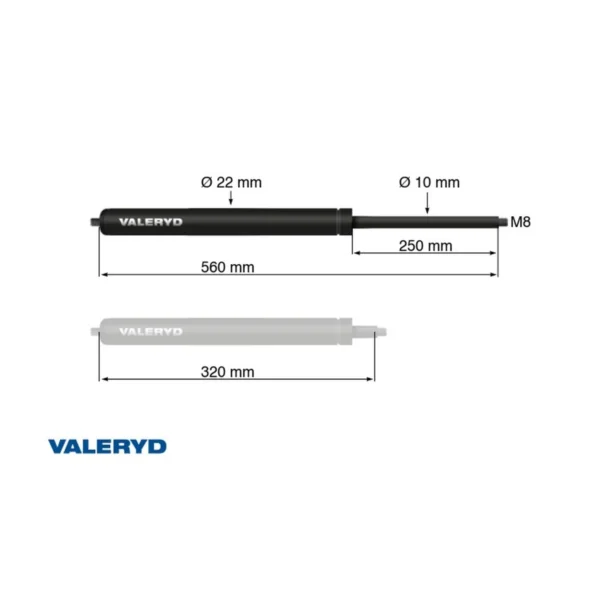 VALERYD Plinska opruga Arctic 560/320 mm, 1000 N, Ø22/10, M8