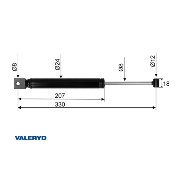 VALERYD Amortizer naletnog mehanizma BPW ZAF 2.8-1 / Peitz PAV/SR 2.7 MX, CC 330 mm