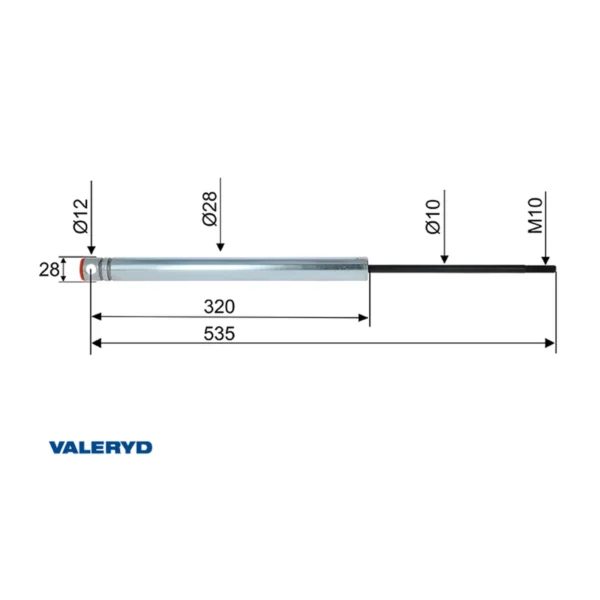 VALERYD Amortizer naletnog mehanizma Knott KF/KR/KV 13/20-A, CC 535 mm