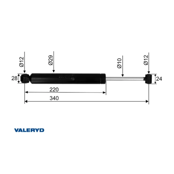 VALERYD Amortizer naletnog mehanizma BPW ZAF 2.8-2/3.0-3, CC 340 mm