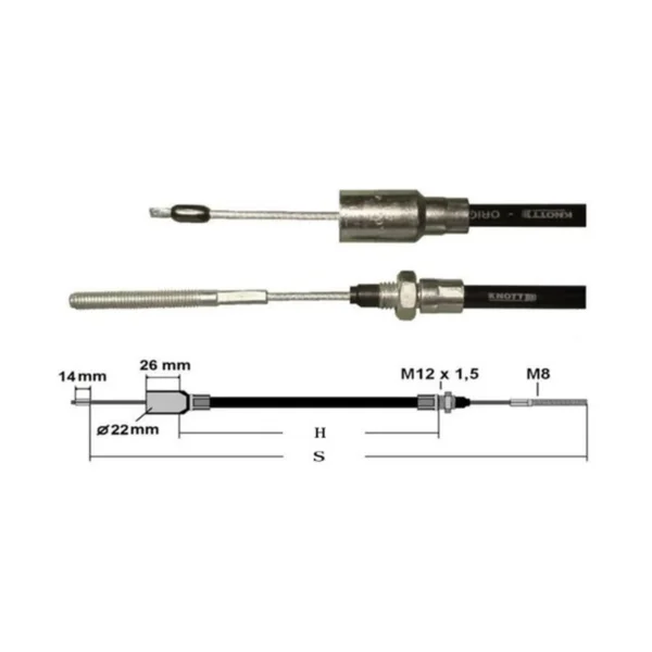 KNOTT kočiona sajla 830/1040 mm, M8 × 50