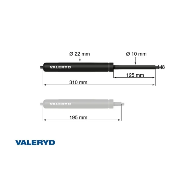 VALERYD Plinska opruga Arctic 310/195 mm, 350 N, Ø22/10, M8