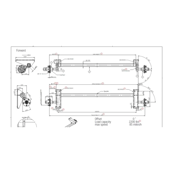 KNOTT lijevi krak osovine VGB13-M F200W, 5 × 112