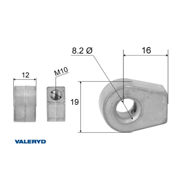 VALERYD Prihvat plinske opruge s okom, L=16 mm, M10